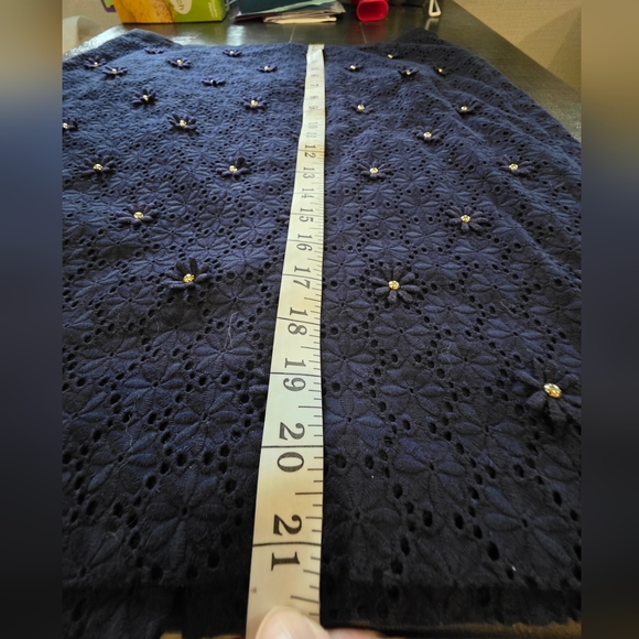 Talbots Dark Blue Knit Lace Floral overlay Pencil Skirt - Picture 5 of 7